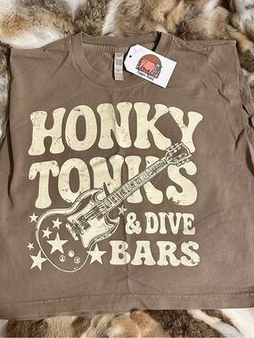 Honky Tonks & Dive Bars Graphic Tee - Brown & Cream